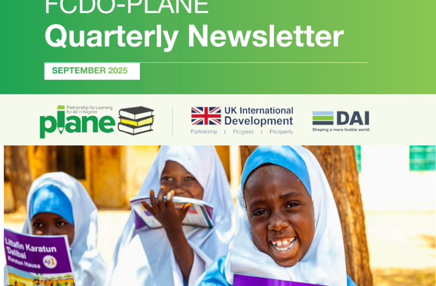 Learners holding a PLANE book