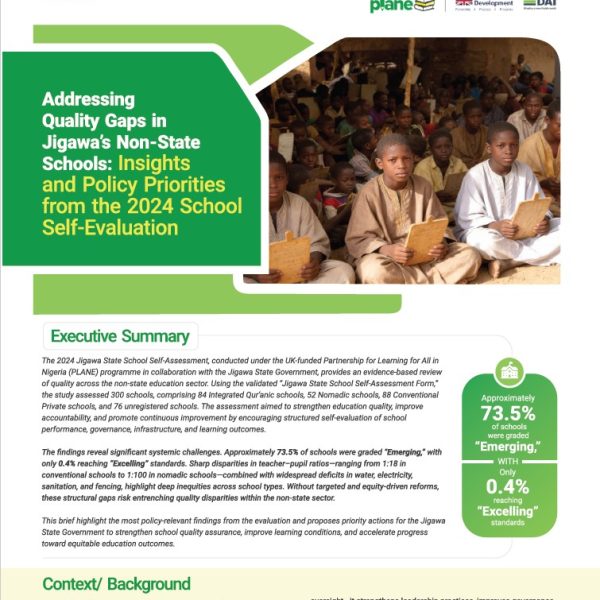 Policy Brief: Jigawa School Self Graded Assessment