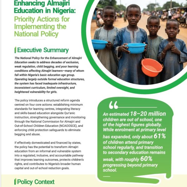 Policy Brief: National Policy For the Enactment of Almajiri Education in Nigeria.